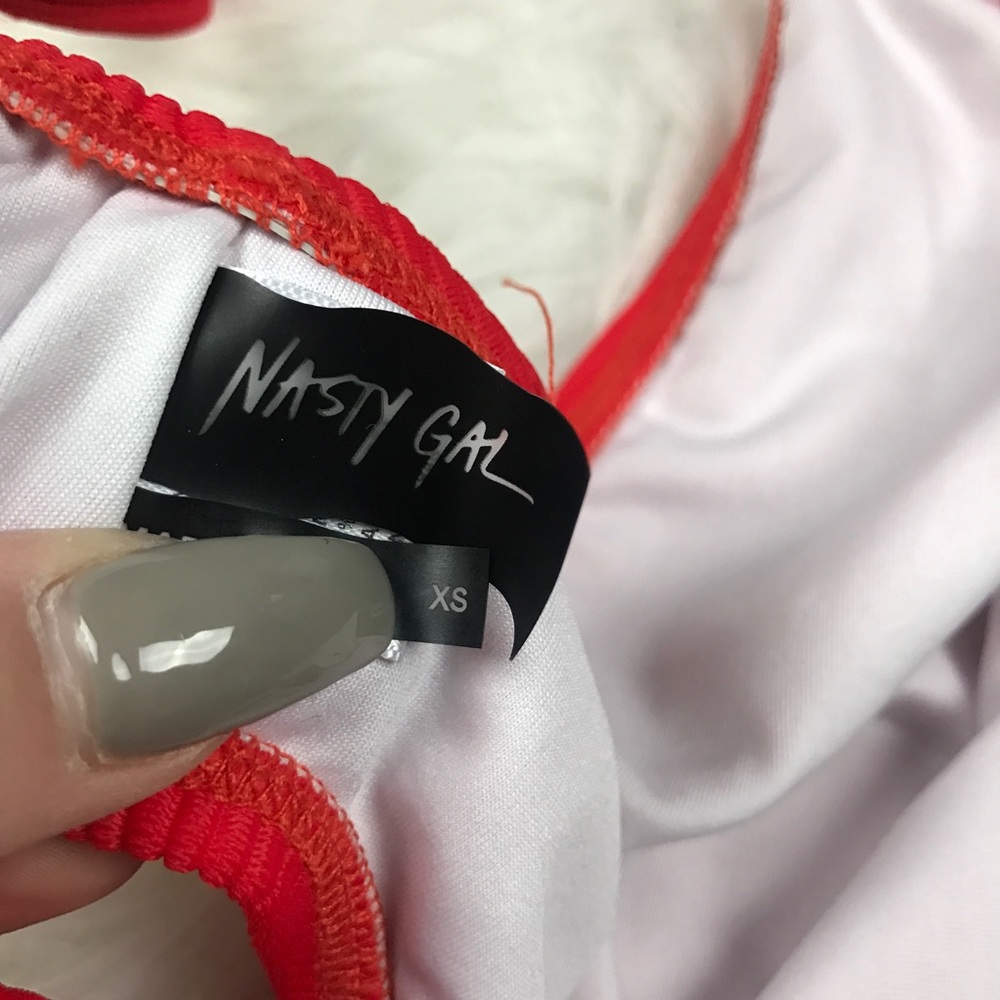 Nasty Gal • Alina Red Ribbed Low Back One Piece - Picture 6 of 8